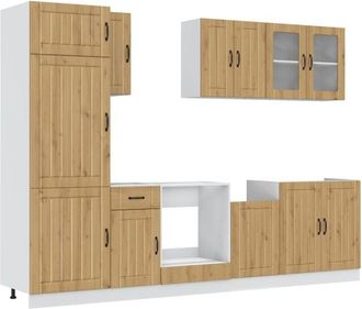 vidaXL Vidaxl - Mueble De Cocina Kalmar 8 Piezas Artesanal Roble