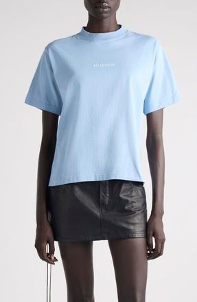 Balenciaga Medium Fit Embroidered Logo Graphic T-Shirt in 4773 Light Blue/White at Nordstrom, Size Xx-Small