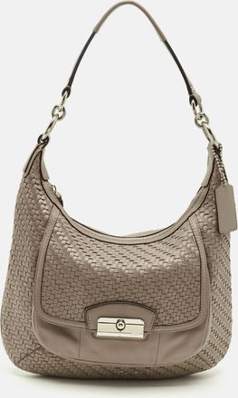 Coach Grey Woven Leather Kristin Hobo