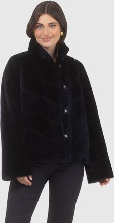 Gorski REVERSIBLE MERINO SHEARLING LAMB CHEVRON JACKET WITH HORIZONTAL BOTTOM