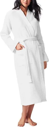 Coyuchi Gender Inclusive Organic Cotton Waffle Texture Robe in Alpine White at Nordstrom, Size Large/x-Large