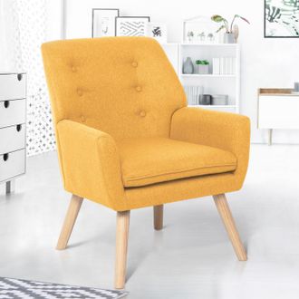 IDMarket Idmarket - Sill&oacute;n Nat Escandinavo En Tejido Amarillo Mostaza