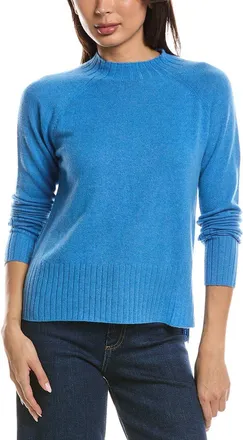 Fort&eacute; Cashmere Hi Low Rib Trim Funnel Neck Cashmere Sweater