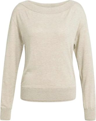 YaYa Jersey de punto con cuello barco en viscosa - Knitwear - Mujer - Gris - 2XS