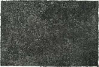 Beliani Alfombra Gris Oscuro 160 X 230 Cm Poli&eacute;ster Hecho A Mano Pelo Largo Evren