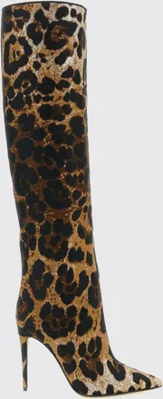 Dolce & Gabbana Stivali cuissardes in tessuto con stampa animalier e tacco alto