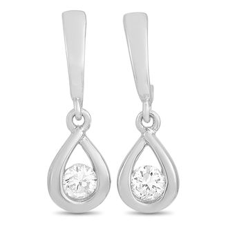Luxury Bazaar 14K White Gold 0.20ct Diamond Earrings