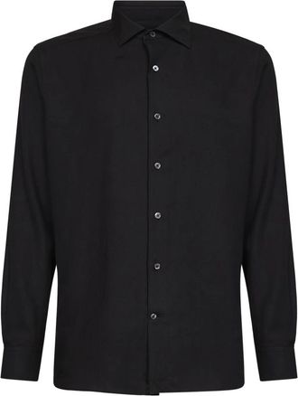 Ermenegildo Zegna Shirts - Heren - Casual Overhemden - Zwart - XL - Katoen - Overhemden