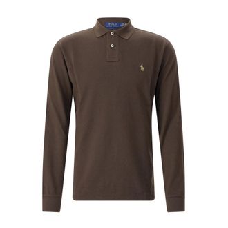 Polo Ralph Lauren Polo met lange mouwen - Heren - Tops - Bruin - Maat: L Katoen
