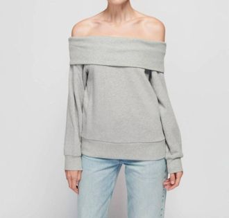 Nation Ltd Womens Barbie Off The Shoulder Top In Heather Grey