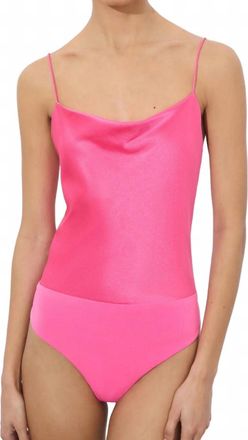 Alice & Olivia Silk Bodysuit In Wild Pink