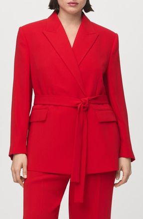 Mango Tie Blazer in Red at Nordstrom, Size X-Small
