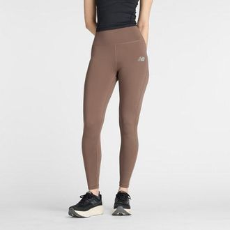 New Balance Donna Sport High Rise Legging 25 in Marrone, Maglia di Poliestere, Taglia XL
