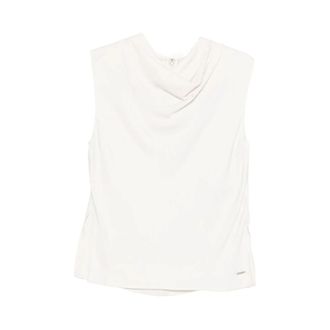 Calvin Klein Sleeveless Tops, female, White, Size: XS Cowl Neck Sleeveless Zip Top