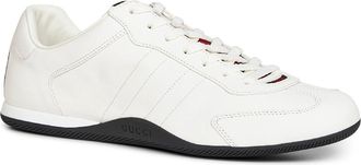 Gucci Mens White Smooth Leather Shift Sneakers Ivory Calf Trainers