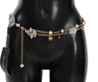 Dolce & Gabbana Gouden Ketting Kristal Vlinder Bloem Riem voor dames