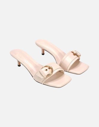 XY London Womens XY London Womens/Ladies Addison Buckle Detail Slip-on Kitten Heel Mule Sandals - Pink - Size: 8