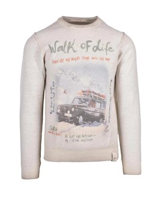 Bob Grey/Green Wool-Blend Elbow Patch Crewneck Sweater
