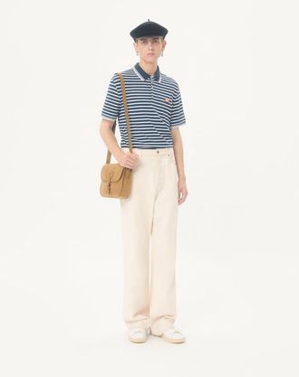 Valentino Polo Valentino In Piquet Di Cotone Con Patch Vlogo Uomo BIANCO/BLU 3XL