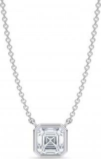 Allurez Asscher Lab Diamond Solitaire Pendant Necklace 14K White Gold (1.00ct)