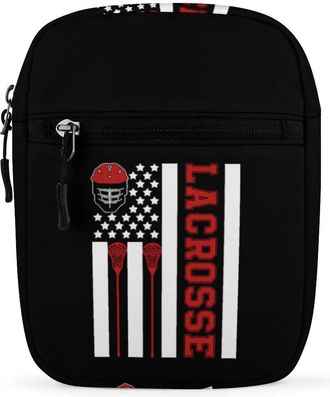 Generic American Flag Lacrosse Gear Crossbody Bag Adjustable Satchel Cute Shoulder Bag Lightweight Sling Bags