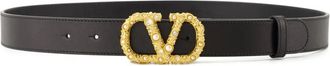 Valentino Garavani Cintura Vlogo in pelle - Nero
