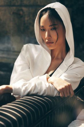 Alo | Sweet Escape Zip Up Hoodie in Ivory, Size: Medium