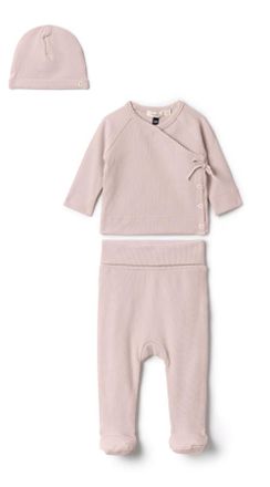 Fragile Girl Ribbed Wrap Long Sleeve Top, Leggings and Hat Set in Primrose at Nordstrom, Size 9M