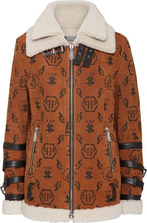 Philipp Plein Leather Biker Monogram