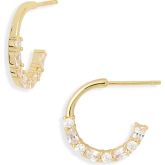 Argento Vivo Small Half Pav&eacute; Open Hoop Earrings in Gold at Nordstrom Rack