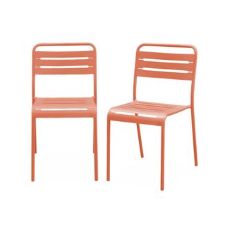 Sweeek Silla de jard&iacute;n bistr&oacute; de acero, set de 2, rosa tostado