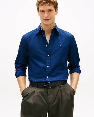 Tommy Hilfiger Mens Long Sleeve Shirt in Dark Blue Cotton - Size X-Large