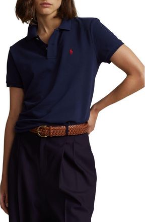 Polo Ralph Lauren Classic Fit Piqué Polo in Newport Navy/Red Pp at Nordstrom, Size Xx-Small