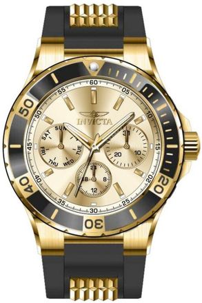 Invicta Aviator 49892 Dames Horloge - Quartz Uurwerk - Roestvrij Staal met gouden Wijzerplaat - 38mm