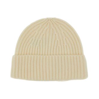 Lisa Yang Martigny Ribbel Muts - Dames - Hoeden - Wit - ONE Size - Kasjmier - Accessoires