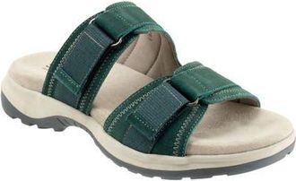 Softwalk Oasis Leather Slide Sandal in Teal Suede at Nordstrom, Size 10.5