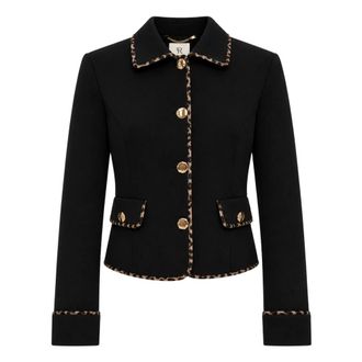 Fracomina Giacca monopetto slim-fit con dettagli animalier - - Jackets - Donna - Nero - S