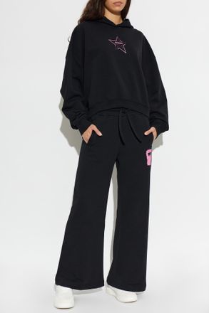 Palm Angels Printed Cotton Hoodie, Womens, Black