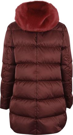 Herno A-shape In Satin With Faux Fur Bib