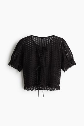 H&M Shirt aus Pointellestrick - Schwarz