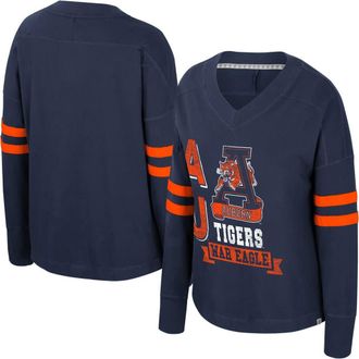 Colosseum Womens Colosseum Navy Auburn Tigers Oversized Violet Distressed V-Neck Long Sleeve T-Shirt at Nordstrom, Size X-Large