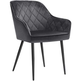 Songmics Dining Chair Sedia da Pranzo, Gambe in Metallo Verniciato a Polvere, Pannello in Legno, Velluto, Imbottitura in Schiuma, Grigio, One Size - Songmics