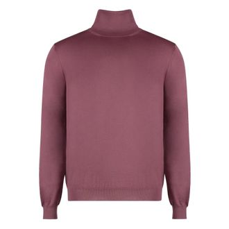 Malo Cashmere Turtleneck Pullover Ribbed Knit Edges - Heren - Cashmere truien - Roze - S - Kasjmier - Truien & Vesten