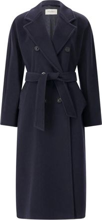 Max Mara Oversized Mantel met Riem - Dames - Jas met riem - Blauw - XS - Wol - Jassen