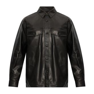 Balmain Leren Jas Met Zakken - Heren - Leren en Su&egrave;de Jassen - Zwart - 2XL - Leer - Jassen