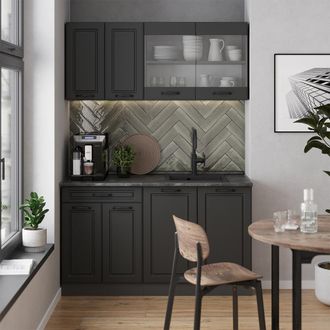 Vicco Cocina Para Solteros R-line, Antracita Casa De Campo/antracita, 140 Cm Sin Encimera