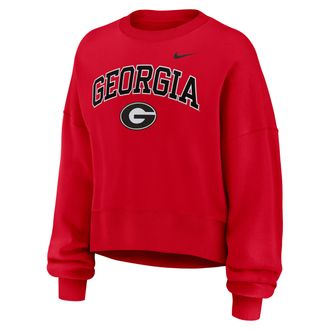 Nike Georgia Phoenix Arch Nike Womens College Pullover Crew in Red | 01D765NNGB-Y48