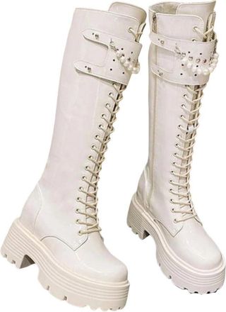 Generic Womens Zipper Round Toe Knee High Boots Casual Low Heel Long Shoes