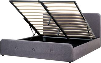 Beliani Beliani - Letto Imbottito Tessuto Grigio Scuro con Box Contenitore 180 x 200 cm Rennes