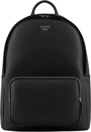 Emporio Armani Rondvormige Rugzak - Heren - Rugzakken - Zwart - ONE Size - Leer - Tassen